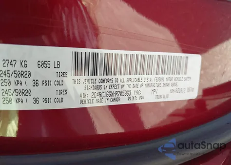 2017 Chrysler Pacifica Limited из США, поврежденный, VIN 2C4RC1GGXHR705963